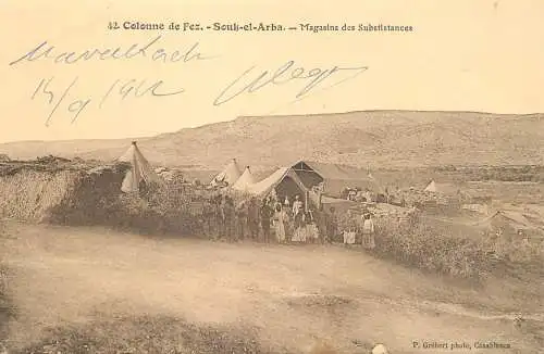 Africa postcard Morocco Casablanca Colonne de Fez Souk el Arba magasins des Substistances