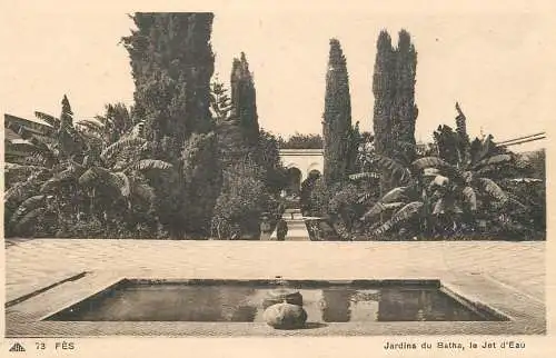 Africa postcard Morocco Fes jardins du Batha le Jet d'Eau