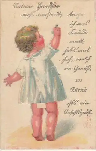 Gruss aus Zurich leporello fold out multi views postcard