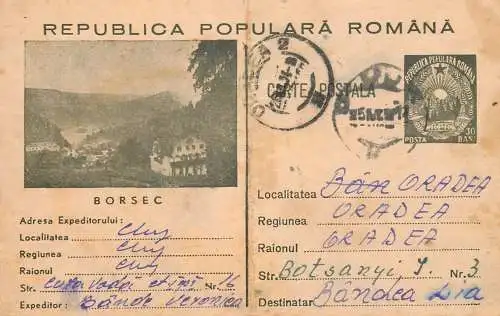 Romania postal stationery postcard Borsec mountain resort 1954