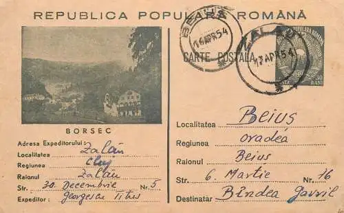 Romania postal stationery postcard Borsec mountain resort 1954
