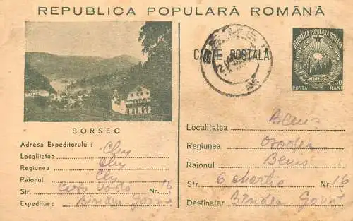 Romania postal stationery postcard Borsec mountain resort 1954