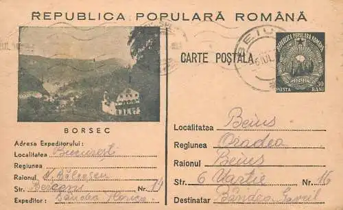Romania postal stationery card Carpathian mountains Borsec resort