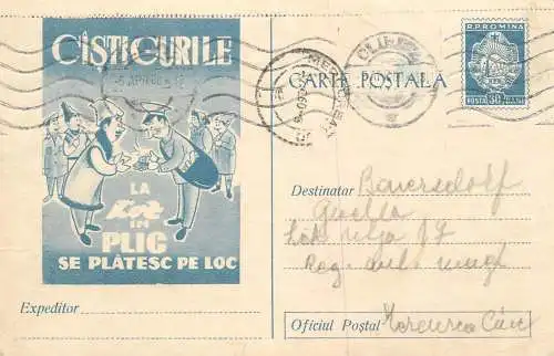 Romania postal stationery postcard lottery bet gambling Pronoexpres 3 numere 1960