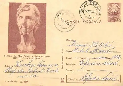 Romania postal stationery postcard Mos Florea portrait by Frederic Storck