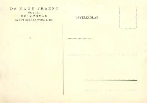 Romania postal stationery postcard Cluj Dr. Nagy Ferenc