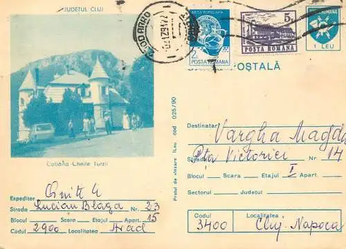 Romania postal stationery postcard Cheile Turzii chalet