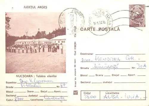 Romania postal stationery postcard Nucsoara pioneer camp