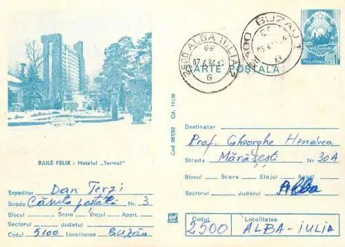 Romania postal stationery postcard Felix Baths Termal hotel