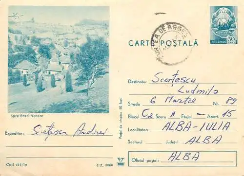 Romania postal stationery postcard Brad Hunedoara