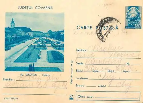 Romania postal stationery postcard Covasna Targu Secuiesc