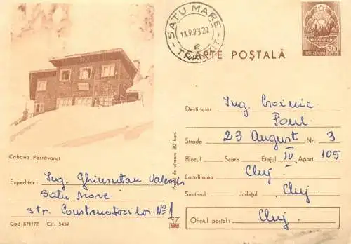 Romania postal stationery postcard Postavarul chalet 1973