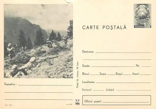 Romania postal stationery postcard military scene army firing range