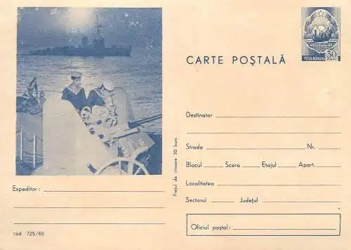 Romania postal stationery postcard military scene soldiers marine