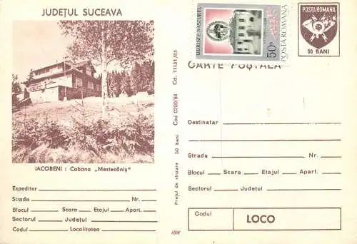 Romania postal stationery postcard Iacobeni Mestecanis chalet