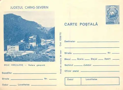Romania postal stationery postcard Caras Severin Herculean Baths
