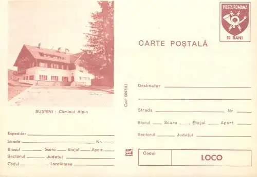 Romania postal stationery postcard Busteni Alpin home