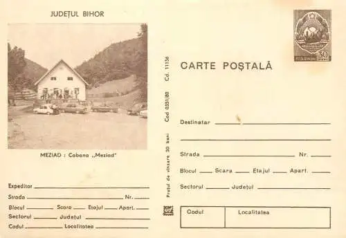 Romania postal stationery postcard Bihor Meziad chalet