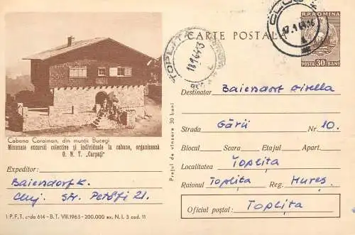 Romania postal stationery postcard Caraiman chalet Bucegi mountains Carpathians 1965
