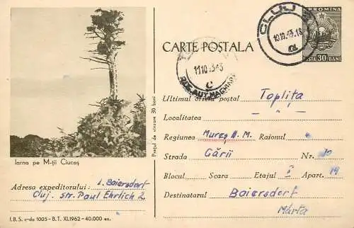 Romania postal stationery postcard Ciucas montains winter