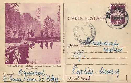 Romania postal stationery postcard Lotru mountains excursion