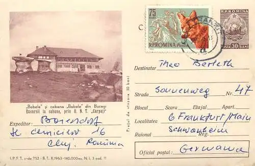 Romania postal stationery postcard Babele chalet Bucegi mountains Carpathians 1965