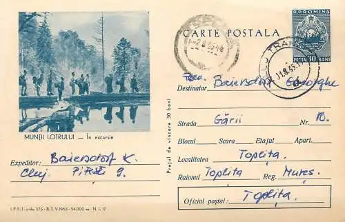 Romania postal stationery postcard Lotru mountains excursion 1965