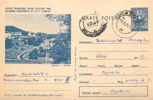 Romania postal stationery postcard Predeal resort 1964