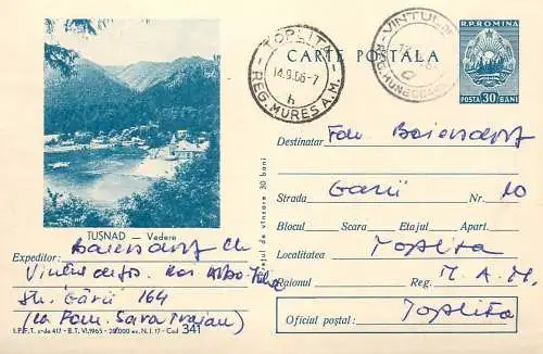 Romania postal stationery postcard Tusnad resort 1966