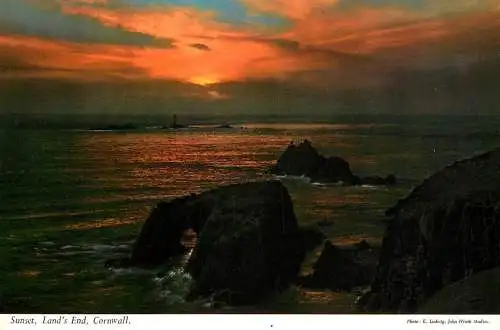Postcard United Kingdom Cornwall Land's End sunset