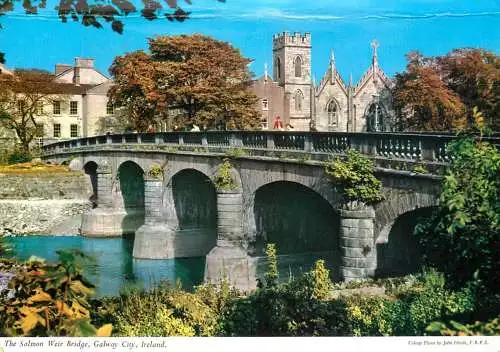 Postcard United Kingdom Ireland Galway city the Salmon Weir bridge
