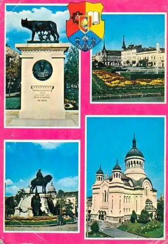 Postcard Romania Cluj Napoca lupa capitolina statuia lui Matei Corvin