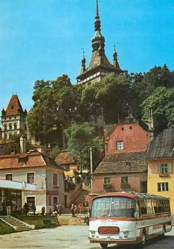 Postcard Romania Sighisoara vedere spre cetate