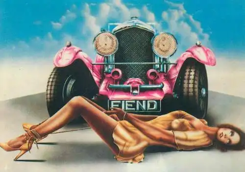 ILLUSTRATEURS fantaisie " Fiend " par Daniels pinup fantasy postcard automobile