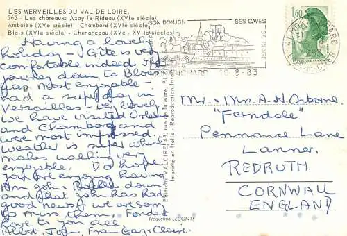 Postcard France Azay le Rideau Chambord