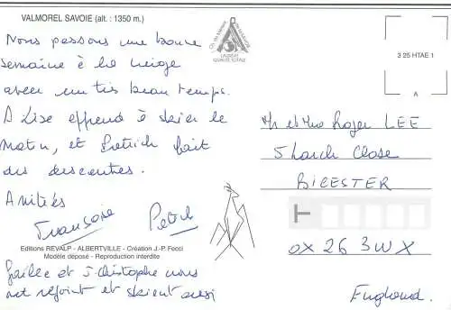 Postcard France Valmorel Savoie