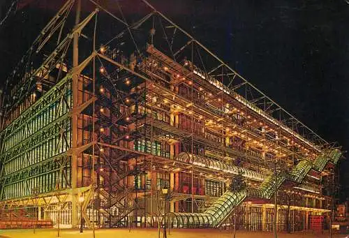 Postcard France Paris night view George Pompidou art et culture centre national