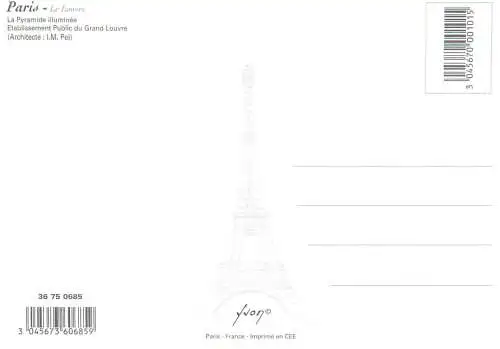 Postcard France Paris > Louvre la pyramide illuminee