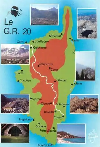 Postcard France Corte Monte Cinto Map