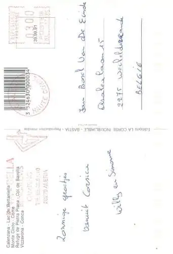 Postcard France Corte Monte Cinto Map
