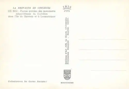 Postcard France Morbihan pierres gravees des monuments megalithiques
