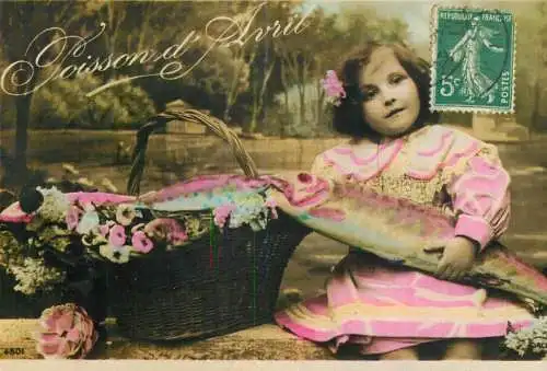 1er Avril poisson fantaisie repro modern postcard