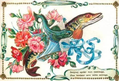April Fool's Day greetings repro modern postcard poissons