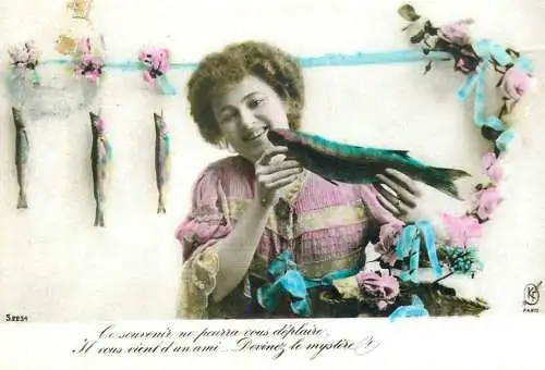 April Fool's Day greetings repro modern postcard poisson