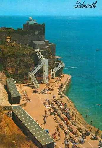 Postcard United Kingdom England Devon Sidmouth beach stairs