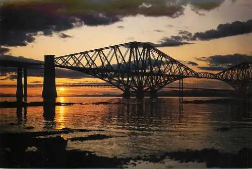 Postcard United Kingdom Scotland Forth bridge at sunset