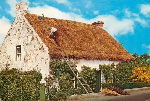 Postcard Ireland thatched cottage