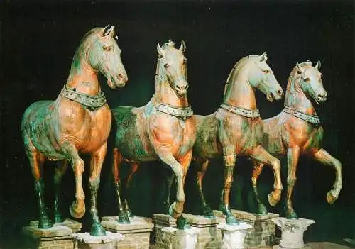 Postcard Italy Venice basilica San Marco horses on front facade