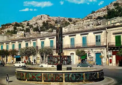 Postcard Italy Marina di Modica fontana e piazza Corrado Rizzone