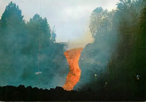 Postcard Italy Etna eruption 1971